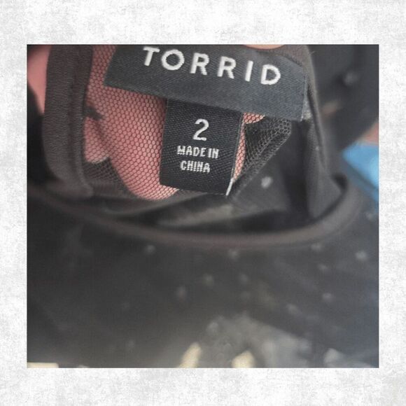 Torrid 2 Black Star Mesh Top – Celestial Sheer Long Sleeve Goth Peplum Blouse Pl - Picture 6 of 8